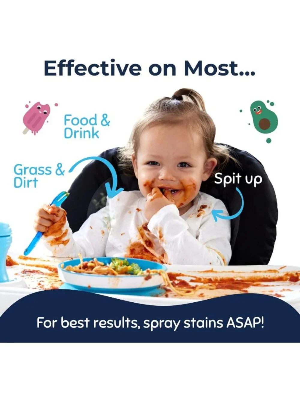 Stain Remover Spray for Baby & Newborn, 16 Oz - Cleans Food, Grease, Coffee